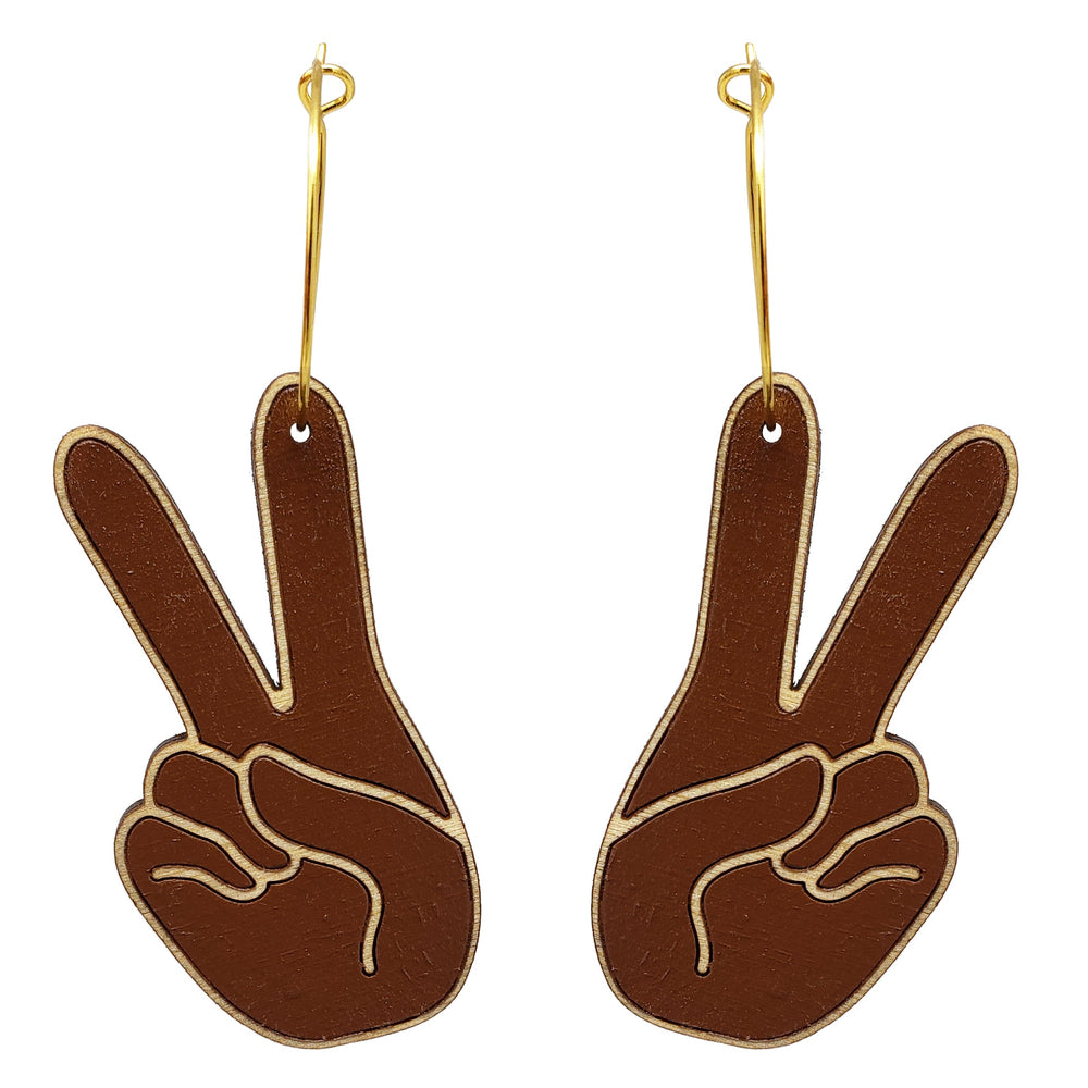 
                  
                    Load image into Gallery viewer, Black Peace Sign Pride Hand Hoops
                  
                