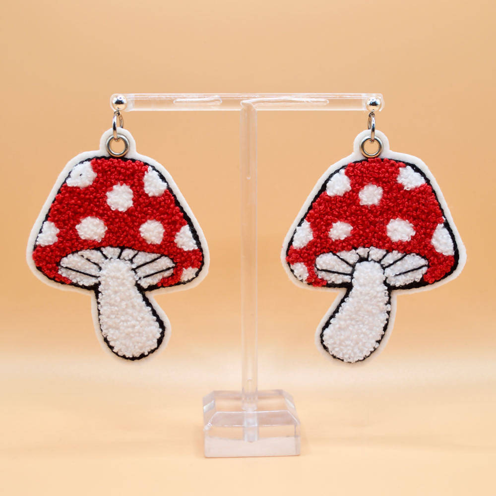 Mushroom Embroidered Earrings