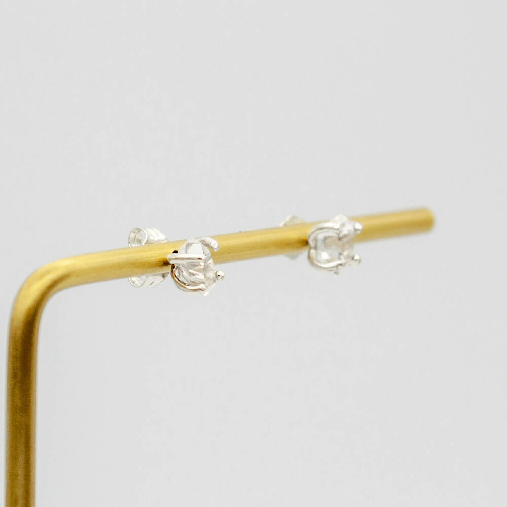 
                  
                    Load image into Gallery viewer, Herkimer Diamond Four Prong Stud Earrings
                  
                