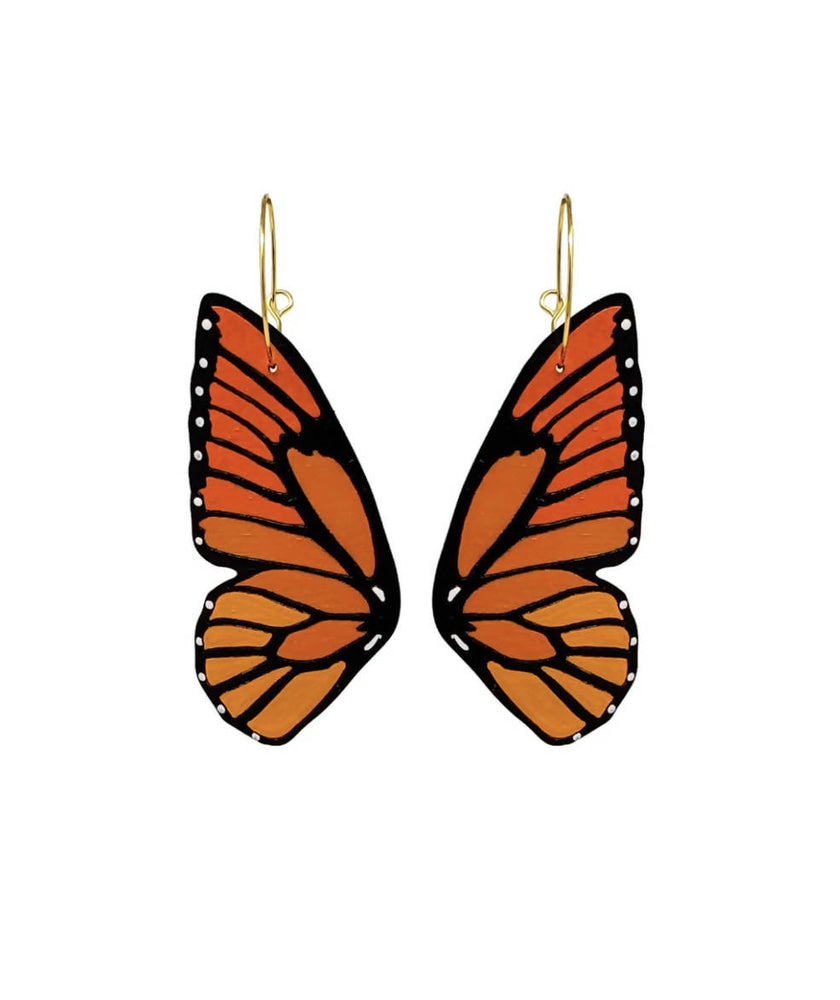 Monarch Butterfly Wing Hoop Earrings