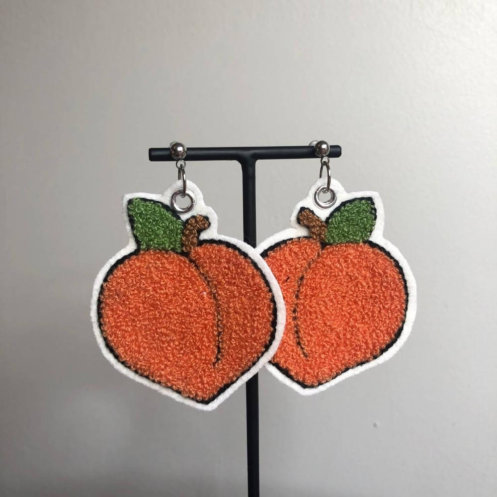 Peach Embroidered Earrings