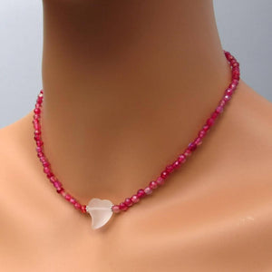 
                  
                    Load image into Gallery viewer, Quartz Heart and Red Agate gemstone Choker Necklace
                  
                