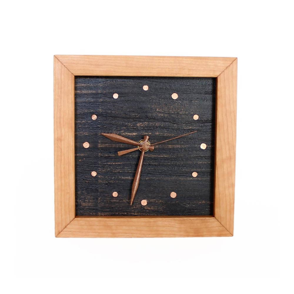 Box Clock - Black with Copper Tacks