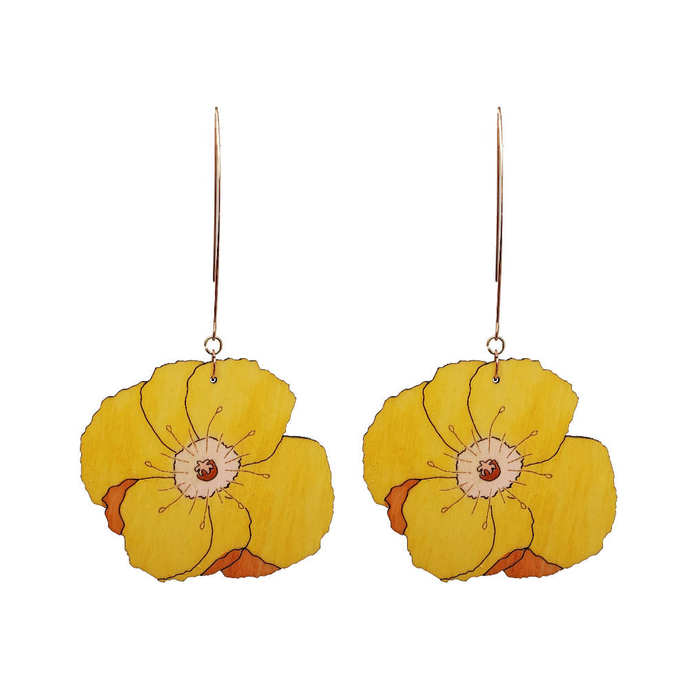 Yellow Poppy Earrings Large