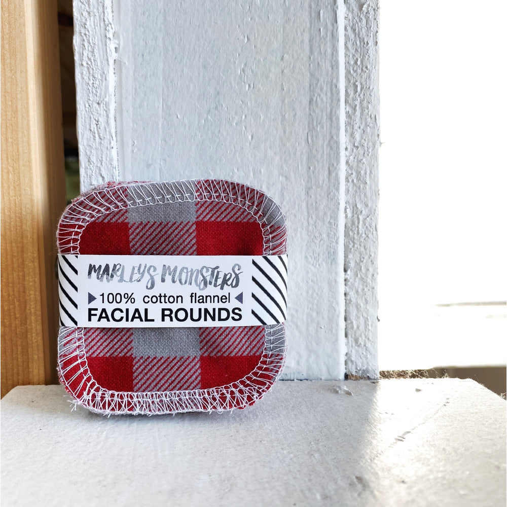 20 FACIAL ROUNDS: Red and Grey Buffalo Plaid
