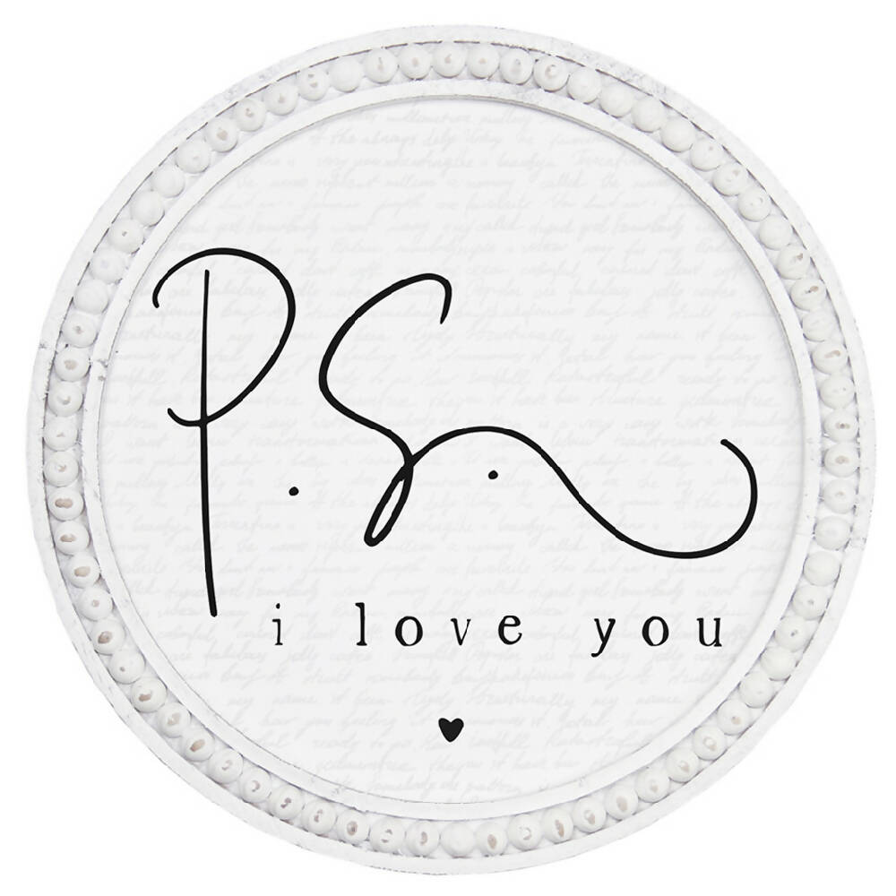PS I Love You - Beaded Round Wall Art