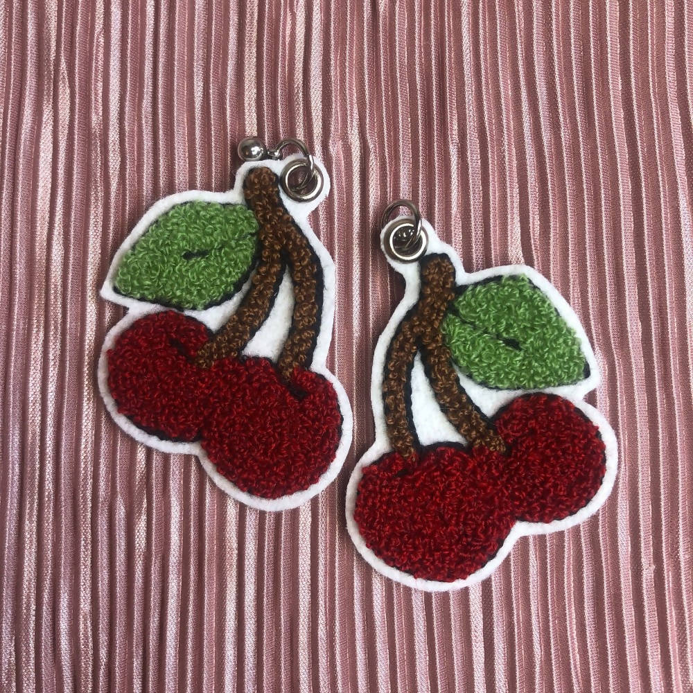 
                  
                    Load image into Gallery viewer, Cherry Embroidered Earrings
                  
                