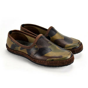 
                  
                    Load image into Gallery viewer, Vermont House Shoes: Premium Italian Veg-Tan Camo Loafers
                  
                