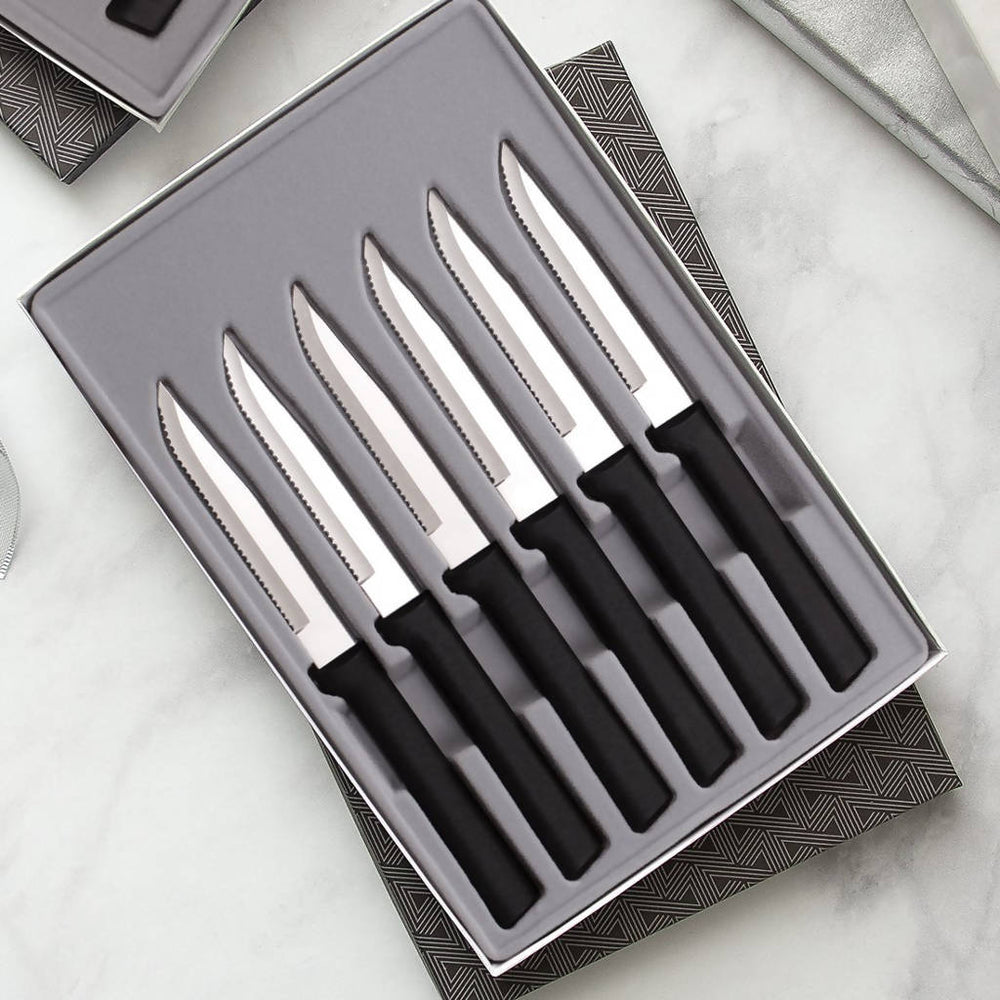 
                  
                    Load image into Gallery viewer, Six Serrated Steak Knives Gift Set - Black
                  
                