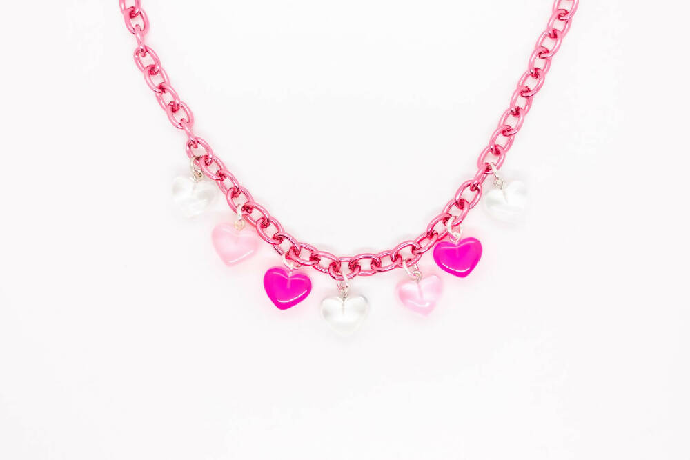 
                  
                    Load image into Gallery viewer, Pink Hearts Necklace
                  
                