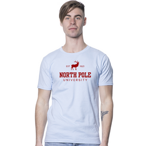 
                  
                    Load image into Gallery viewer, North Pole University mens tee PWD BLUE
                  
                