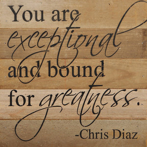 
                  
                    Load image into Gallery viewer, You are exceptional and bound for greatness. Chris Diaz / 10&amp;quot;x10&amp;quot; Reclaimed Wood Sign
                  
                