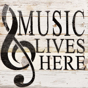 
                  
                    Load image into Gallery viewer, Music lives here / 10&amp;quot;x10&amp;quot; Reclaimed Wood Sign
                  
                