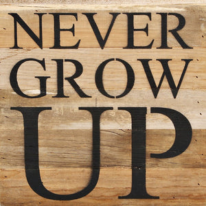 
                  
                    Load image into Gallery viewer, never grow up / 10&amp;quot;x10&amp;quot; Reclaimed Wood Sign
                  
                