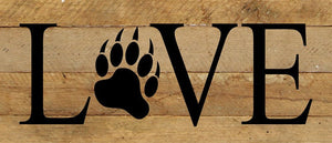 
                  
                    Load image into Gallery viewer, LOVE with Paw Print / 14&amp;quot;x6&amp;quot; Reclaimed Wood Sign
                  
                