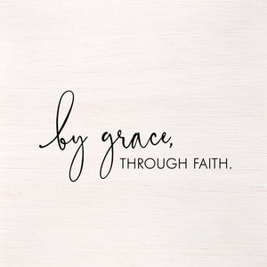 
                  
                    Load image into Gallery viewer, By grace, through faith. (White Finish on Birch) 14&amp;quot;x14&amp;quot; Wall Art
                  
                