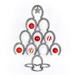 
                  
                    Load image into Gallery viewer, Rustic Horseshoe Christmas Tree with Star and Ornaments - Downward - The Heritage Forge
                  
                