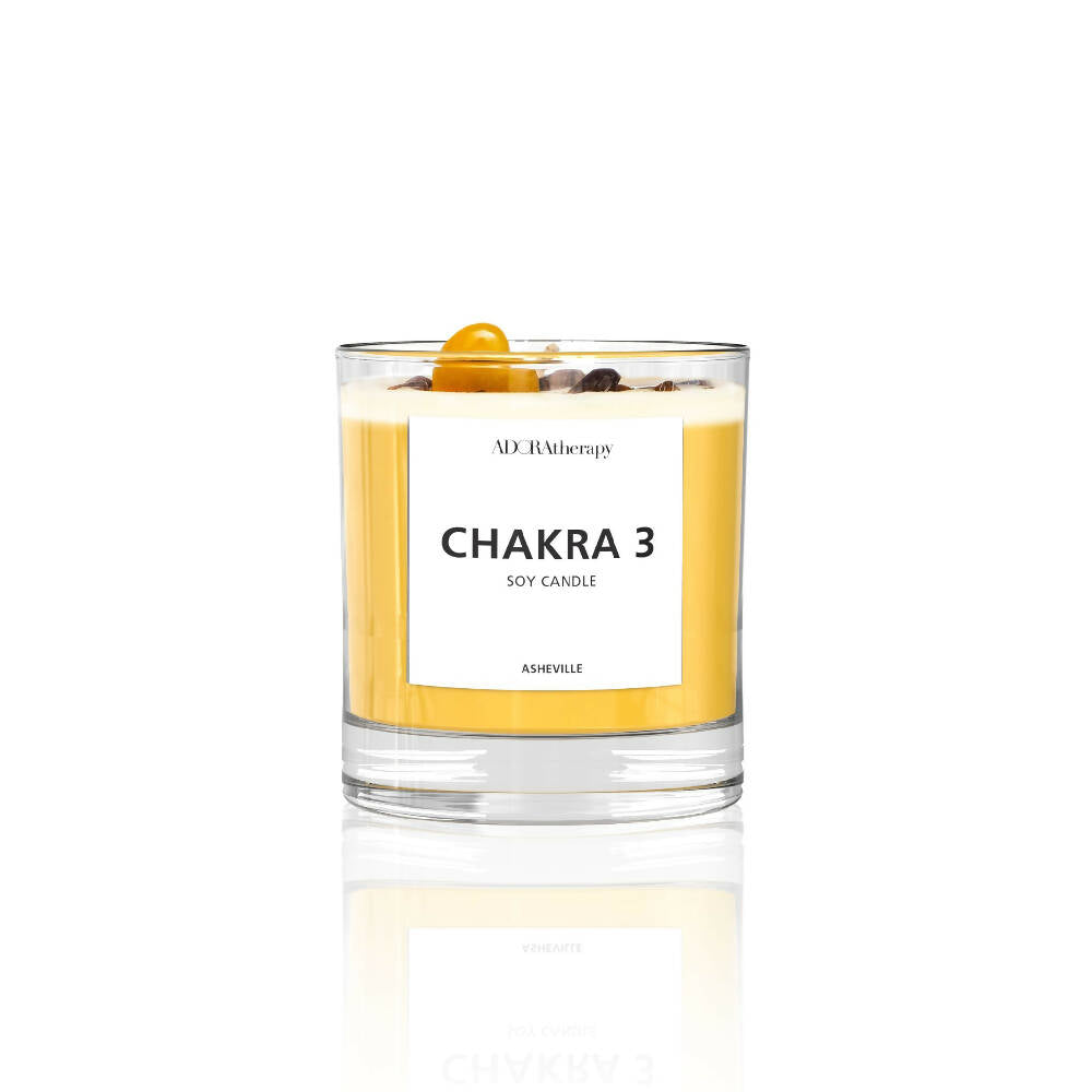 CHAKRA 3 SOY CANDLE WITH TIGER EYE GEMSTONES