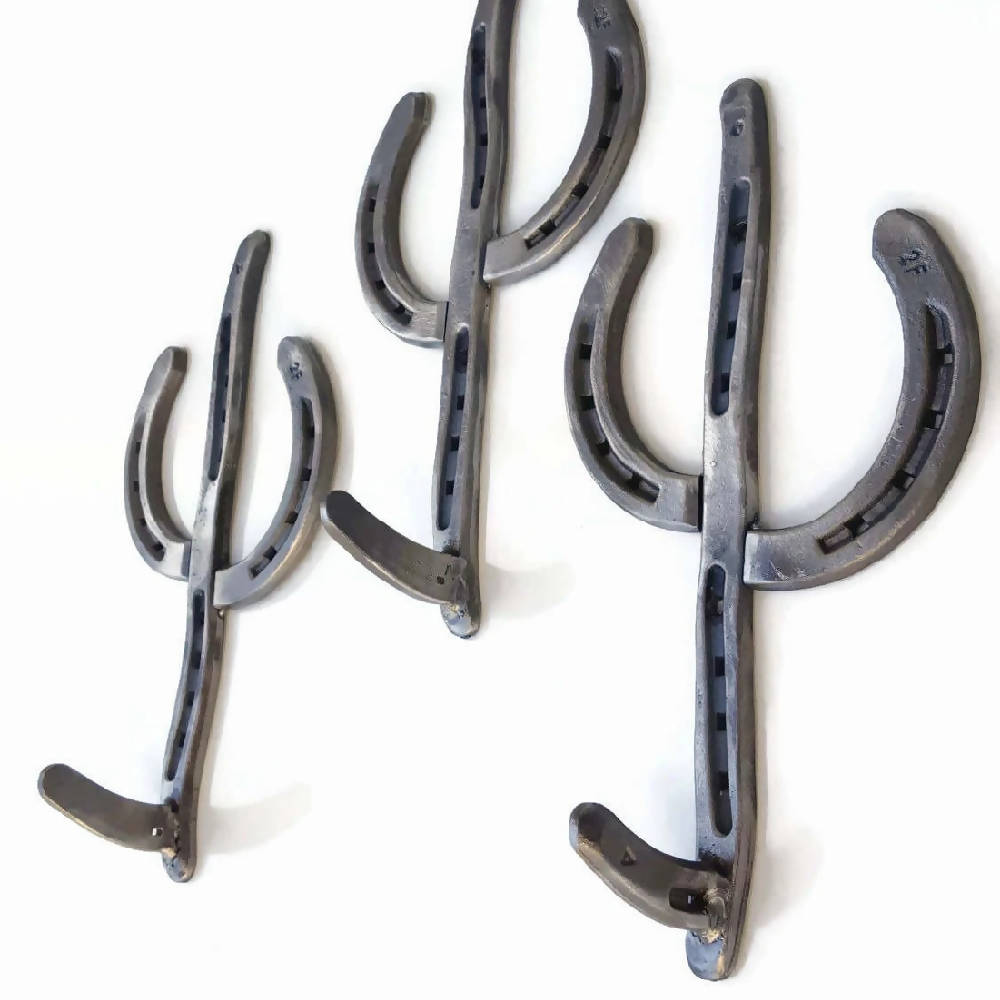 
                  
                    Load image into Gallery viewer, Rustic Horseshoe Cactus Hanger Hooks - The Heritage Forge
                  
                