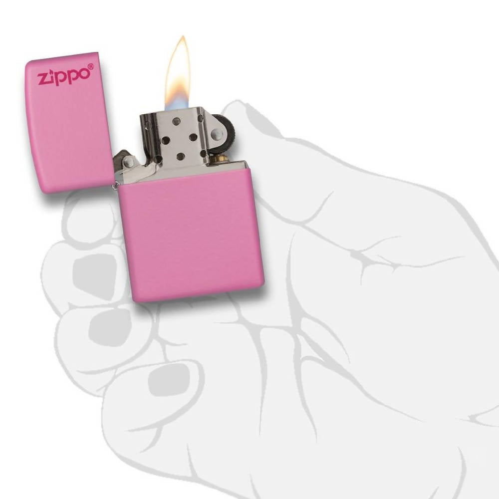 
                  
                    Load image into Gallery viewer, Classic Pink Matte Zippo Logo Lighter
                  
                