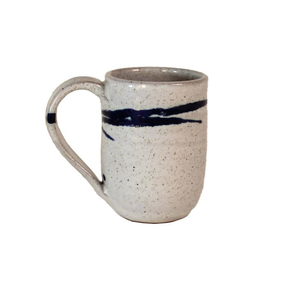 
                  
                    Load image into Gallery viewer, Mug in Speckled White with Cobalt Accents
                  
                