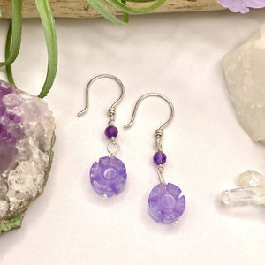 
                  
                    Load image into Gallery viewer, Purple Daisy Earrings
                  
                