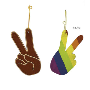 
                  
                    Load image into Gallery viewer, Black Peace Sign Pride Hand Hoops
                  
                