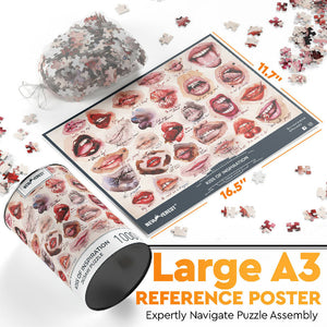 
                  
                    Load image into Gallery viewer, Newverest Jigsaw Puzzles 1000 Pieces for Adults, Women Lips Jigsaw Puzzle with Unique Hand-Painted Images - Large 27.5&amp;quot; x 19.7&amp;quot; in Gift Package Storage Box with Organza Pouch - Kiss of Inspiration
                  
                