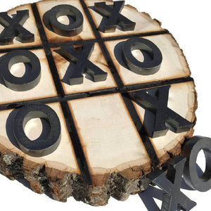 
                  
                    Load image into Gallery viewer, Rustic Tic Tac Toe Game - Wood Burned Art on Large Thick Wood Round Rustic Home Decor Shabby Chic Farmhouse Family
                  
                