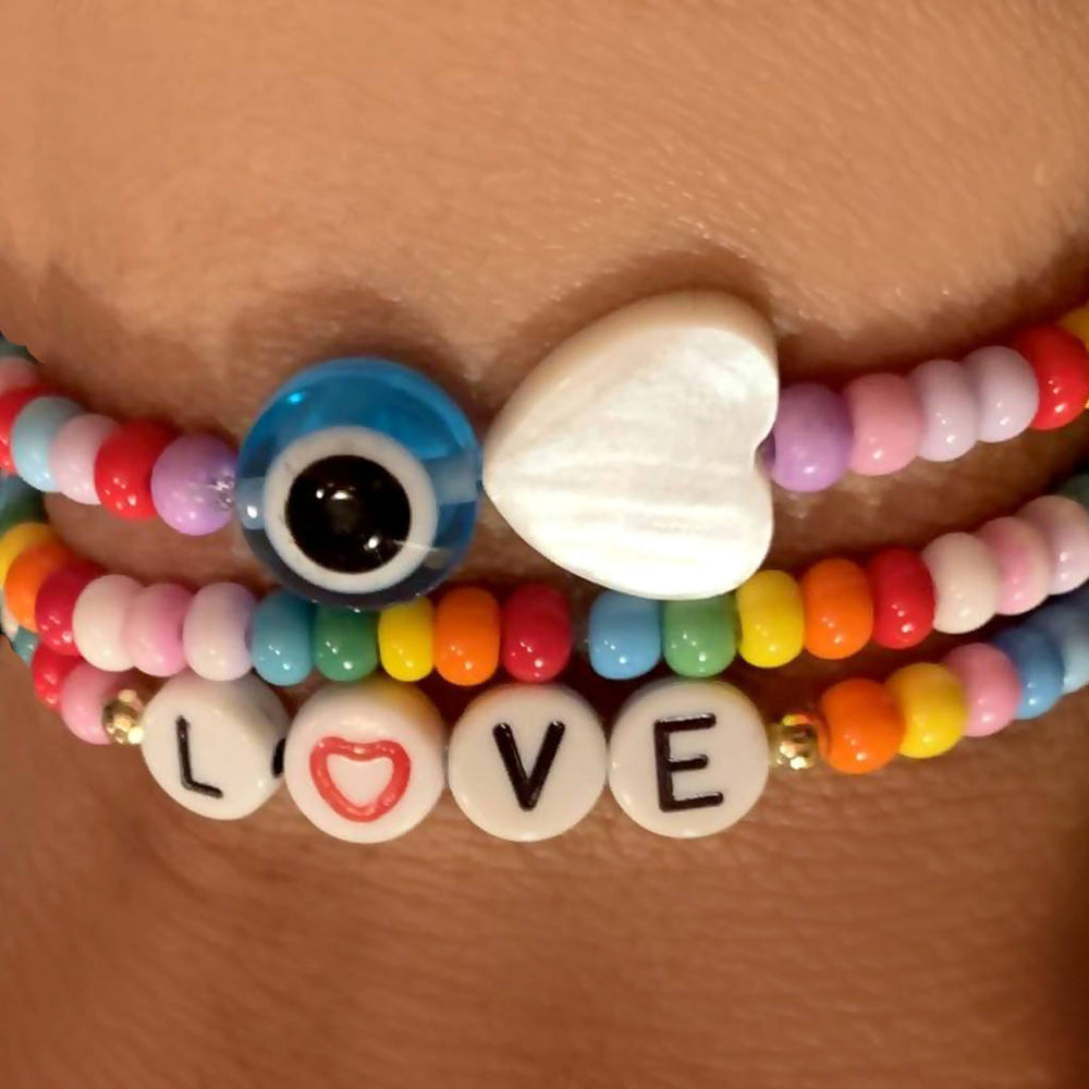 Eye Love You Beaded Bracelet - Multicolor