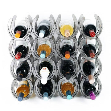 Rustic Horseshoe Wine Bottle holder - 16 Bottles
