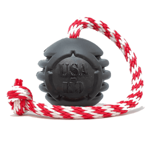 
                  
                    Load image into Gallery viewer, USA-K9 Magnum Black Stars and Stripes Ultra-Durable  Rubber Chew Toy, Reward Toy, Tug Toy, and Retrieving Toy - Black
                  
                