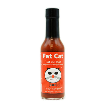 Fat Cat "Cat In Heat" Chipotle-Ghost Pepper Blend Hot Sauce - 3 Pack - 5 oz each