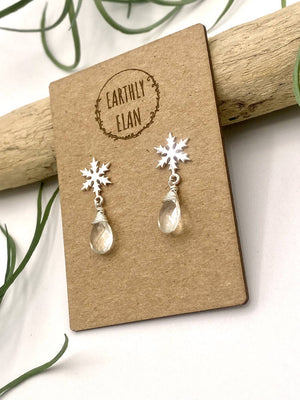 
                  
                    Load image into Gallery viewer, Quartz Snowflake Earrings
                  
                
