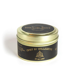 
                  
                    Load image into Gallery viewer, tipsy in willamette soy candle wooly beast naturals hand poured handmade clean burning small batch amber gold travel tin essential oils eco friendly vegan
                  
                