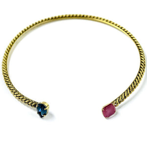 
                  
                    Load image into Gallery viewer, Cali Collar Crystal and Moonstone Collar Necklace - 24 kt Gold
                  
                
