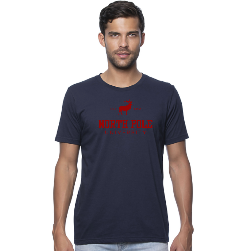 
                  
                    Load image into Gallery viewer, North Pole University mens tee NAVY
                  
                