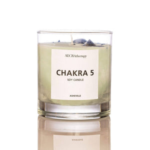 
                  
                    Load image into Gallery viewer, CHAKRA 5 SOY CANDLE WITH LAPIS LAZULI GEMSTONES
                  
                