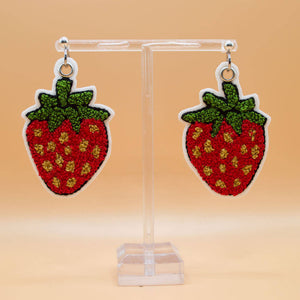
                  
                    Load image into Gallery viewer, Strawberry Embroidered Earrings
                  
                
