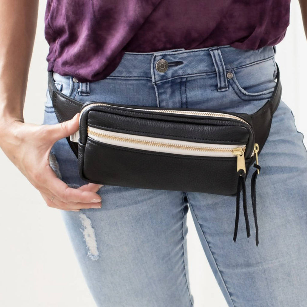 
                  
                    Load image into Gallery viewer, Fanny Pack - Black and Cream
                  
                