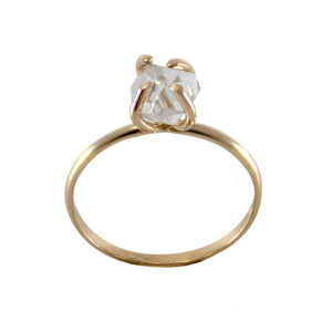 
                  
                    Load image into Gallery viewer, Raw Herkimer Diamond 14k Gold Filled Prong Ring
                  
                