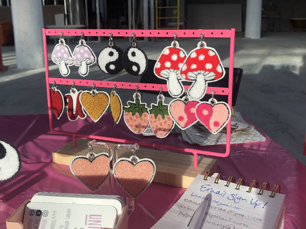 
                  
                    Load image into Gallery viewer, Heart Embroidered Earrings
                  
                