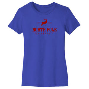 
                  
                    Load image into Gallery viewer, North Pole University womens tee ROYAL
                  
                
