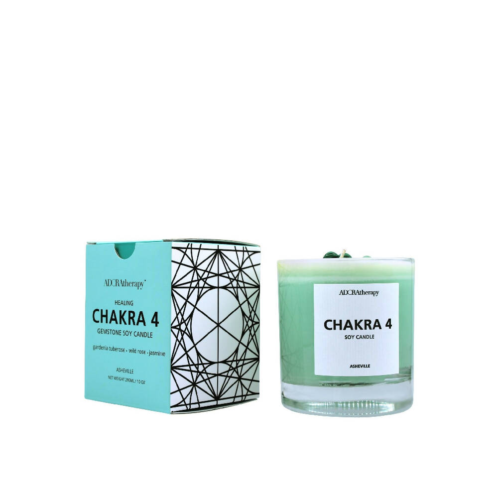 
                  
                    Load image into Gallery viewer, CHAKRA 4 SOY CANDLE WITH AVENTURINE GEMSTONES
                  
                